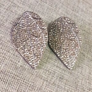 Stunning Marcasite Leaf Earrings - Pre-loved (1.75")